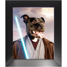 Load image into Gallery viewer, Obi Have - Jedi Obi Wan Kenobi & Star Wars Inspired Custom Pet Portrait Framed Satin Paper Print