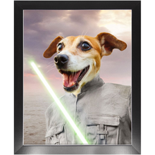 Load image into Gallery viewer, Fluke Carchaser - Jedi Luke Skywalker & Star Wars Inspired Custom Pet Portrait Framed Satin Paper Print
