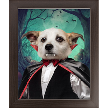 Load image into Gallery viewer, Count Meowt - Count Dracula Inspired Custom Pet Portrait Framed Satin Paper Print