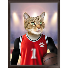 Load image into Gallery viewer, Hoopla- Basketball Player & Sports Inspired Custom Pet Portrait Framed Satin Paper Print