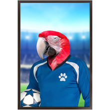 Load image into Gallery viewer, Get Your Kicks- Football, Soccer Player Inspired Custom Pet Portrait Framed Satin Paper Print