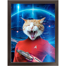 Load image into Gallery viewer, OH HOORAY IN SPACE - Star Trek Inspired Custom Pet Portrait Framed Satin Paper Print