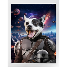 Load image into Gallery viewer, WANDERLORIAN IN SPACE - Mandalorian & Star Wars Inspired Custom Pet Portrait Framed Satin Paper Print