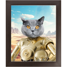 Load image into Gallery viewer, C.3.P.NO - C.3.P.O. & Star Wars Inspired Custom Pet Portrait Framed Satin Paper Print