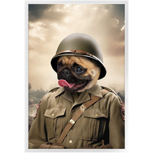 Load image into Gallery viewer, PRIVATE EARED - Military Inspired Custom Pet Portrait Framed Satin Paper Print