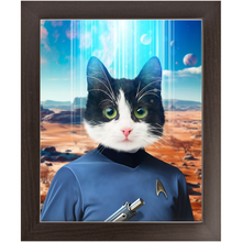 Load image into Gallery viewer, MISTER SPOOK - BEAMING DOWN - Star Trek Inspired Custom Pet Portrait Framed Satin Paper Print