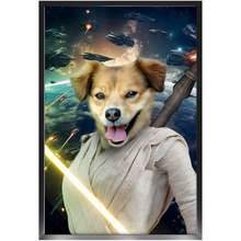 Load image into Gallery viewer, LIGHT REY IN SPACE - Rey Skywalker & Star Wars Inspired Custom Pet Portrait Framed Satin Paper Print
