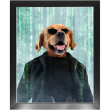 Load image into Gallery viewer, Neo Barksist - The Matrix Inspired Custom Pet Portrait Framed Satin Paper Print
