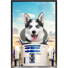 Load image into Gallery viewer, R.2.D.TOO - R2D2 & Star Wars Inspired Custom Pet Portrait Framed Satin Paper Print