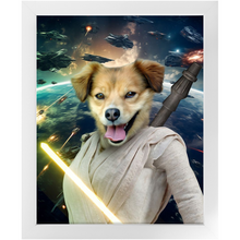 Load image into Gallery viewer, LIGHT REY IN SPACE - Rey Skywalker & Star Wars Inspired Custom Pet Portrait Framed Satin Paper Print