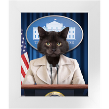Load image into Gallery viewer, Axis Of Awesome - Cat as President Custom Pet Portrait Framed Satin Paper Print