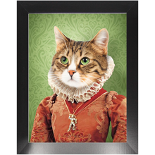 Load image into Gallery viewer, Lady Pluck - Renaissance Inspired Custom Pet Portrait Framed Satin Paper Print