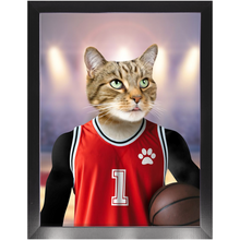 Load image into Gallery viewer, Hoopla- Basketball Player & Sports Inspired Custom Pet Portrait Framed Satin Paper Print
