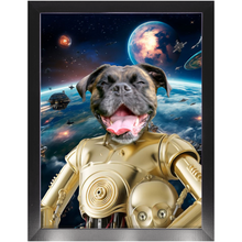 Load image into Gallery viewer, C.3.P.NO IN SPACE - C.3.P.O. & Star Wars Inspired Custom Pet Portrait Framed Satin Paper Print
