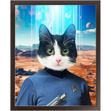 Load image into Gallery viewer, MISTER SPOOK - BEAMING DOWN - Star Trek Inspired Custom Pet Portrait Framed Satin Paper Print