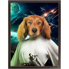Load image into Gallery viewer, PRINCESS LAYABOUT IN SPACE - Princess Leia & Star Wars Inspired Custom Pet Portrait Framed Satin Paper Print