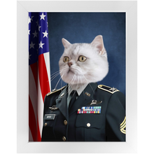 Load image into Gallery viewer, COMMANDEAR - Military Air Force Officer Inspired Custom Pet Portrait Framed Satin Paper Print