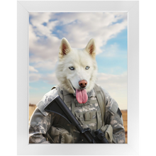 Load image into Gallery viewer, DESSERT STORM - Military Marine Inspired Custom Pet Portrait Framed Satin Paper Print