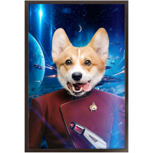 Load image into Gallery viewer, CAPTAIN DIGYARD IN SPACE - Star Trek Inspired Custom Pet Portrait Framed Satin Paper Print