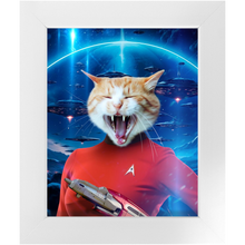 Load image into Gallery viewer, OH HOORAY IN SPACE - Star Trek Inspired Custom Pet Portrait Framed Satin Paper Print