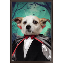 Load image into Gallery viewer, Count Meowt - Count Dracula Inspired Custom Pet Portrait Framed Satin Paper Print
