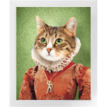 Load image into Gallery viewer, Lady Pluck - Renaissance Inspired Custom Pet Portrait Framed Satin Paper Print