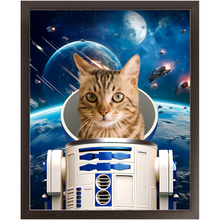 Load image into Gallery viewer, R.2.D.TOO IN SPACE - R2D2 & Star Wars Inspired Custom Pet Portrait Framed Satin Paper Print