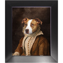 Load image into Gallery viewer, BARONESS OF BROWN - Renaissance Inspired Custom Pet Portrait Framed Satin Paper Print