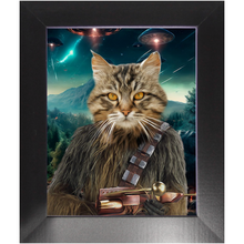 Load image into Gallery viewer, WOOFIE IN SPACE - Chewbacca & Star Wars Inspired Custom Pet Portrait Framed Satin Paper Print