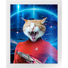 Load image into Gallery viewer, OH HOORAY IN SPACE - Star Trek Inspired Custom Pet Portrait Framed Satin Paper Print