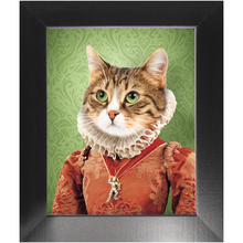 Load image into Gallery viewer, Lady Pluck - Renaissance Inspired Custom Pet Portrait Framed Satin Paper Print