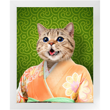 Load image into Gallery viewer, Orenjisan - Japanese Geisha & Kimono Inspired Custom Pet Portrait Framed Satin Paper Print