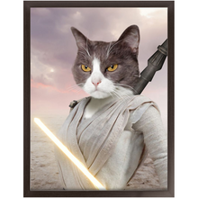 Load image into Gallery viewer, Light Rey - Rey Skywalker & Star Wars Inspired Custom Pet Portrait Framed Satin Paper Print