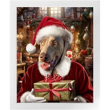 Load image into Gallery viewer, PANTA PAWS - Christmas, Santa & Elf Inspired Custom Pet Portrait Framed Satin Paper Print