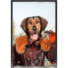 Load image into Gallery viewer, Gondola With The Wind - Renaissance Inspired Custom Pet Portrait Framed Satin Paper Print