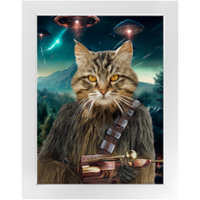 Load image into Gallery viewer, WOOFIE IN SPACE - Chewbacca & Star Wars Inspired Custom Pet Portrait Framed Satin Paper Print
