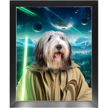 Load image into Gallery viewer, YO, DOG! IN SPACE - Yoda & Star Wars Inspired Custom Pet Portrait Framed Satin Paper Print