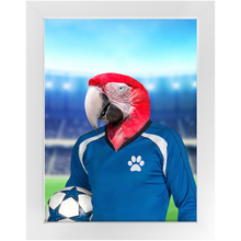 Load image into Gallery viewer, Get Your Kicks- Football, Soccer Player Inspired Custom Pet Portrait Framed Satin Paper Print