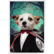 Load image into Gallery viewer, Count Meowt - Count Dracula Inspired Custom Pet Portrait Framed Satin Paper Print