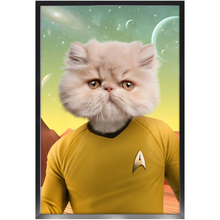 Load image into Gallery viewer, CAPTAIN QUIRK - Star Trek Inspired Custom Pet Portrait Framed Satin Paper Print