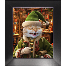 Load image into Gallery viewer, SANTA'S LITTLE HELPER - Christmas Elf Inspired Custom Pet Portrait Framed Satin Paper Print