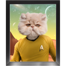 Load image into Gallery viewer, CAPTAIN QUIRK - Star Trek Inspired Custom Pet Portrait Framed Satin Paper Print