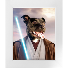Load image into Gallery viewer, Obi Have - Jedi Obi Wan Kenobi & Star Wars Inspired Custom Pet Portrait Framed Satin Paper Print