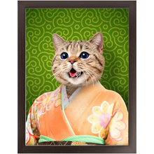Load image into Gallery viewer, Orenjisan - Japanese Geisha & Kimono Inspired Custom Pet Portrait Framed Satin Paper Print