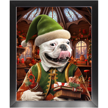 Load image into Gallery viewer, SANTA'S LITTLE HELPER 2 - Christmas Elf Inspired Custom Pet Portrait Framed Satin Paper Print