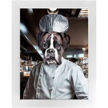 Load image into Gallery viewer, MAKING A MEAL OF IT - Chef & Cook Inspired Custom Pet Portrait Framed Satin Paper Print