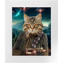 Load image into Gallery viewer, WOOFIE IN SPACE - Chewbacca & Star Wars Inspired Custom Pet Portrait Framed Satin Paper Print