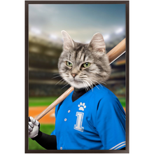 Load image into Gallery viewer, Hard Hitter - Baseball Player & Sports Inspired Custom Pet Portrait Framed Satin Paper Print