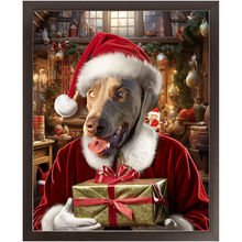 Load image into Gallery viewer, PANTA PAWS - Christmas, Santa & Elf Inspired Custom Pet Portrait Framed Satin Paper Print