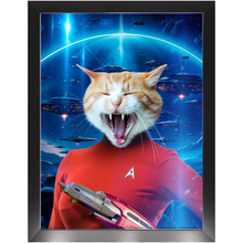 Load image into Gallery viewer, OH HOORAY IN SPACE - Star Trek Inspired Custom Pet Portrait Framed Satin Paper Print